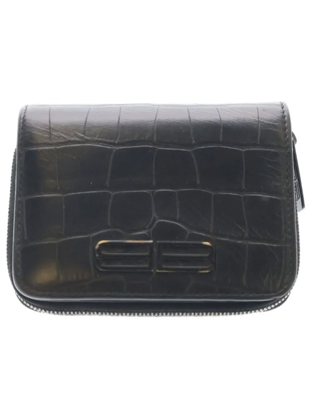 Balenciaga BB Logo Compact Zip Wallet Black